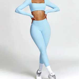<b>Low</b> MOQ OEM Women Yoga <b>Leggings</b> Full Length Stretch Pants Breathable Lightweight High <b>Waist</b> Patterned Custom Logo Activewear - Product Image 3