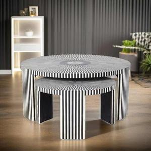 Mesa con Incrustaciones de Hueso de ILAHI, Diseño Moderno con Detalles de Ágata, Almacenamiento Portátil, Muebles para el Hogar - Product Image 2