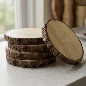Boutique Café Birch Wood Coaster Rustic Natural Bark Wooden <b>Cup</b> <b>Mat</b> for Coffee Shop Table Decoration Use - Product Image 1