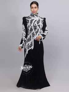 Venta al por mayor AWAIS HOUSE - Conjunto de lujo de 2 piezas para mujer musulmana, modesto, de terciopelo sólido con cuentas, lavable, sencillo, largo hasta el suelo, estilo túnica en línea A - Product Image 5