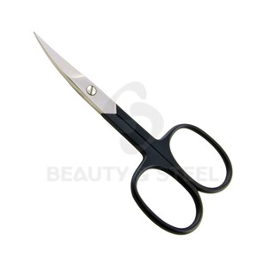 Ciseaux à cuticules professionnels noirs et argentés avec des pointes courbes et affûtées et un corps en acier inoxydable pour une manucure experte - Product Image 1