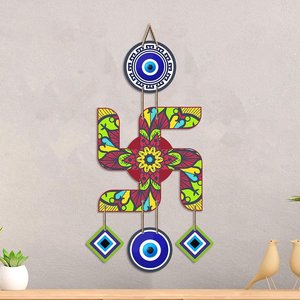 Sculpture murale décorative bohème Swastika, motif Mandala Œil protecteur – Décoration hindoue Vastu porte-bonheur, énergie positive, art en corde Diwali - Product Image 3