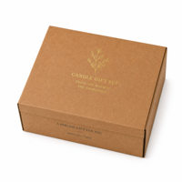 Boîte d'emballage de luxe en papier kraft personnalisée avec logo doré, pour coffret cadeau bougie, avec insert en mousse pour tasses et diffuseur de parfum à bâtonnets