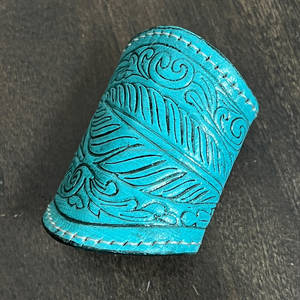 New Turquoise Full Tooled Leather Scarf Holder Western Style Wear Cowgirl Fashion Accessory For <b>Bandanas</b> Wild Rags and Neckwear - Product Image 3