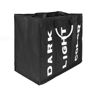<b>Large</b> Capacity Portable Three Lattice Black Laundry <b>Basket</b> with <b>Storage</b> Organization - Product Image 4