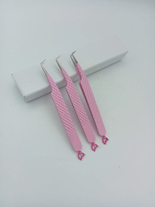 Ensemble de pinces à cils en acier inoxydable avec design couronne sur la pointe, prise en main parfaite, pointe lisse et fine - Marque privée - Product Image 6