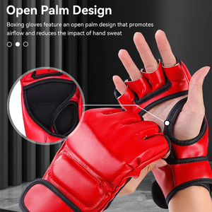 ถุงมือชกมวย MMA สำหรับสโมสร/ทีม สีแดง ป้องกันรังสียูวี สายรัดข้อมือปรับได้ น้ำหนักเบา หนังปรับแต่งได้ ขายส่ง - Product Image 5