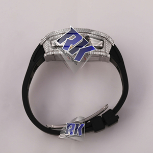 Montre-bracelet de luxe au design unique avec diamants Moissanite pour homme, montre de mode avec boîtier en acier inoxydable et bracelet réglable - Product Image 5