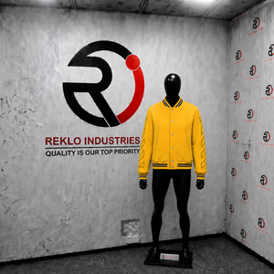 Chaqueta Varsity PREMIUM GOLD con Patrón Geométrico, Corte Regular, Estilo Casual para Otoño, Cuello Camisero, Material de Poliéster, URBAN STR - Product Image 3