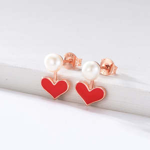 Pendientes de Plata de Lujo con Forma de Corazón Blanco, Unisex, con Engaste de Garra, para Uso Diario - Product Image 2