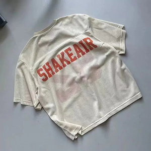 เสื้อยืดครอปทรงหลวมแบบวินเทจถักนิตเนื้อหนาแห้งเร็วพิเศษ - ลายพิมพ์ตาข่ายแบบเสื้อฟุตบอล 3 มิติ สำหรับผู้ชาย - Product Image 3