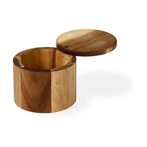 Designer Acacia Wooden Salt Keeper with Magnetic Lid Handmade <b>Kitchen</b> Salt Cellar Countertop Spice <b>Storage</b> Box - Product Image 3