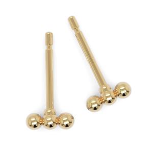 Pendientes Minimalistas de Barra Esférica de Oro Sólido 9K 10K 14K 18K, Joyería Elegante y Delicada para Uso Diario, Regalo para Mujeres y Niñas - Product Image 1