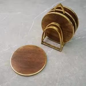 Designer Wooden <b>Coasters</b> <b>Set</b> For Drink Glass <b>Holder</b> Premium Surface Protection - Product Image 2