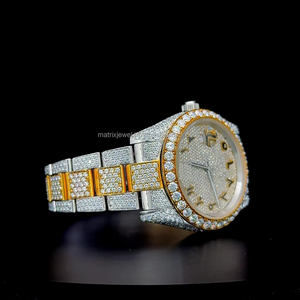 นาฬิกาอัตโนมัติแบบสองสีทองประดับเพชรโมอิสซาไนต์ VVS1 เต็มหน้าปัด คุณภาพพรีเมียม หรูหรา - Product Image 6