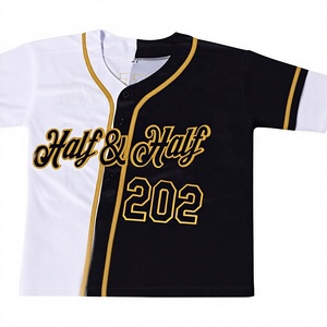 Op maat gemaakt zwart wit honkbalshirt heren korte mouw gesublimeerde print ademend polyester teamnaam 00 voor- en achterkant ontwerp - Product Image 3
