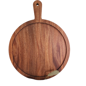 Tabla para Pizza de Madera de Acacia Natural de Gran Calidad con Asa, Tabla de Cortar de Madera para Queso y Pan - Product Image 1