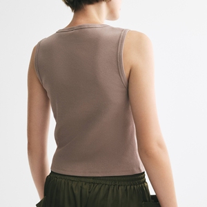 Women's Fitness Sporty Loose Fit Gym Tank <b>Tops</b> 100% Cotton Jersey Lace Front 140g OEM Services Factory Direct Sale - Product Image 6
