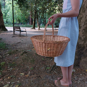 KV NATURAL HOME Vintage Vietnam Natural Rattan Eco-Friendly Oval Multifunction Picnic Flower <b>Basket</b> with <b>Handle</b> - Product Image 6