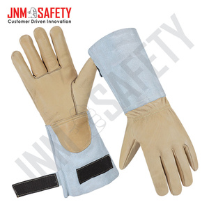 Cowhide Grain & Split Leather TIG Welding <b>Gloves</b> <b>Long</b>-Lasting Heavy Duty for Industrial Work Flame Retardant BBQ Construction - Product Image 4