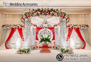 Impresionante Mandap de Boda Estilo Marroquí con Corte Láser, Exclusivo Mandap de Matrimonio del Sur de Asia, Mandap Dorado para Bodas del Norte de la India - Product Image 2