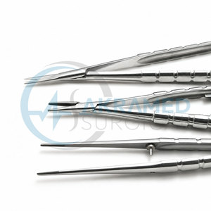 Juego de 3 Piezas de Micro Tijeras Castroviejo, Portaagujas y Pinzas, Acero Inoxidable TC, Quirúrgico Oftálmico, Certificado CE ISO - Product Image 5