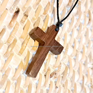 Collier Croix Religieuse Haut de Gamme Fait Main en Bois de Mangue, Style Artistique, Pendentif Artisanal, Qualité Exportateur, Modèle Poli - Product Image 1