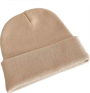<b>Winter</b> Warm Unisex Solid Color Plain Custom Embroidery Logo Acrylic Blank Cuff Knitted Beanies Caps For Men Jacquard <b>Hat</b> - Product Image 2