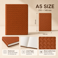 Couverture de carnet A5 personnalisée en cuir PU texturé tressé, pliable en trois, rechargeable, avec reliure élastique, motif tressé style Intrecciato