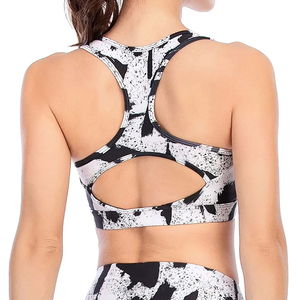 Ensemble de yoga 2 pièces pour femme, imprimé numérique, leggings taille haute, débardeur court à dos nageur et col rond, longueur intégrale, en Spandex et Polyester - Product Image 6