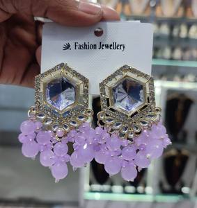 Boucles d'oreilles pendantes en gros, nouveau design, imitation perle, gouttes géométriques perlées, alliage de zinc, haute qualité, mode ethnique - Product Image 6