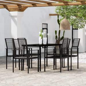 Conjunto de Comedor Grande y Resistente, de Acero con Recubrimiento en Polvo Negro, para Jardín - Product Image 1