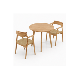Ensemble de table à manger ronde en teck scandinave écologique ARTERRA Premium avec fauteuils modernes pour appartement et café - Product Image 2