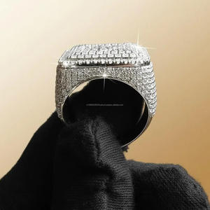 แหวนเงินแท้ทรงครอสประดับเพชรโมอิสซาไนต์ชุบโรเดียมสไตล์ฮิปฮอป เหมาะเป็นของขวัญวาเลนไทน์สำหรับเธอ/เขา - Product Image 3