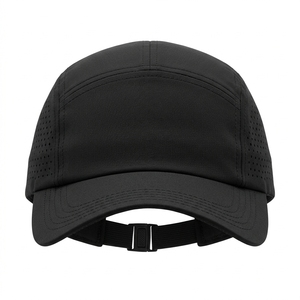 Custom Lightweight 5 Panel Performance Running Cap Laser Perforated Quick Dry Sports <b>Hat</b> Adjustable OEM Low MOQ Polyester/Cotton - Product Image 1