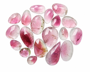 Lot de cabochons de tourmaline rose naturelle taille rose, pierres précieuses brutes de formes variées pour la fabrication de bijoux, pierres facettées de qualité taille rose - Product Image 1