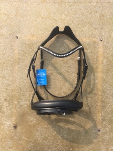 Bridon en cuir marron avec sangles réglables et détails cousus, bridon en cuir pour cheval, sangles réglables - Product Image 2
