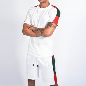 Ensemble T-shirt et short en coton blanc pour homme, décontracté, été, tricoté, séchage rapide, respirant, tenue 2 pièces - Product Image 6