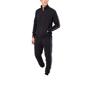 Conjunto Deportivo Negro para Hombre 2026, Chaqueta con Cierre Completo, Bolsillos Laterales, Pantalones con Cordón, Color Sólido, Ropa Casual de Otoño, Transpirable, Corte Regular - Product Image 2