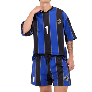 Maillot de football personnalisable haut de gamme, style streetwear oversize, col en V, en maille, pour le sport, vente en gros, unisexe, respirant, haute performance - Product Image 4