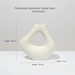 Jarrón Minimalista de Cerámica Blanca en Forma de Donut, Florero Hueco de Porcelana Mate para Mesa, Decoración para el Hogar y Bodas - Product Image 3