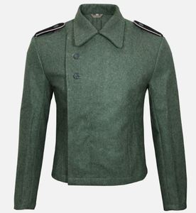 เสื้อแจ็คเก็ตบลูซองสีเขียวพิมพ์ลายสำหรับผู้ชาย สไตล์ขนสัตว์ ปกคอพับได้ สีเทาเยอรมัน รุ่นทหารชั้นสูง ยุคสงครามโลกครั้งที่ 2 แบบจำลองเสื้อทูนิค - Product Image 2