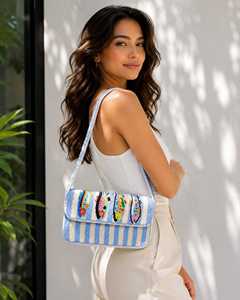 Bolso bandolera de lino bohemio impermeable hecho a mano con cuentas y bordados para mujer - Product Image 5