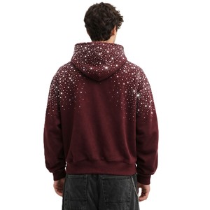 เสื้อฮู้ดซิปดีไซน์ประดับเพชรเทียมแบบหนา ขายส่ง คุณภาพสูง สตรีทแวร์สั่งทำพิเศษ ทรงโอเวอร์ไซส์ ผ้าฟลีซ ผู้ผลิตเสื้อฮู้ดผู้ชาย - Product Image 2