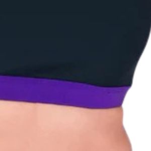 Women <b>Navy</b> Blue Sports Bra Racerback Crop <b>Top</b> Athletic Tank with Purple Band Sleeveless Workout Yoga Fitness Training - Product Image 3