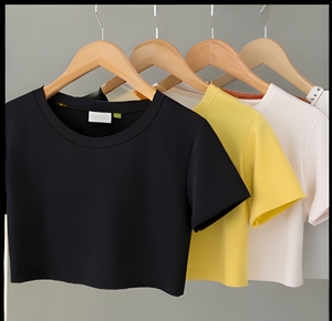 Minimalist Cotton Crop <b>Top</b> Women Solid Color Soft Feel Premium Stitch Casual Crop T-Shirt Custom Logo OEM ODM - Product Image 3
