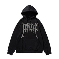 Pull à capuche pour homme coupe classique, personnalisé, avec lettrage gothique et détails thermocollés, style streetwear hivernal européen et américain, 100% coton, vente en gros
