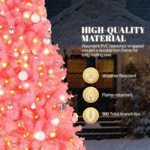 Albero di Natale in PVC da 1,8 m con 250 Luci LED, 900 Rami, 8 Modalità, 2 Colori, Telecomando, Bianco Caldo, Struttura Automatica, Decorazioni Natalizie - Product Image 6