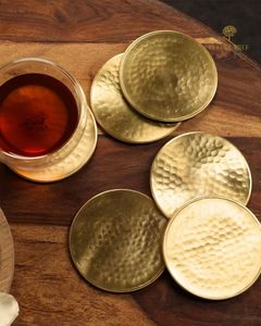 Hammered Round Metal <b>Coaster</b> <b>Drink</b> Mat Eco Friendly Table Tea <b>Coaster</b> - Product Image 1
