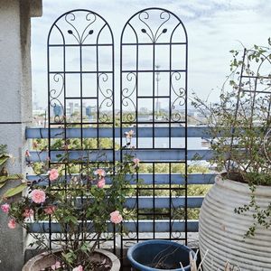 4 Pack Rustproof Metal Garden Trellis 86.7\" X 19.7\" Black Outdoor <b>Flower</b> <b>Support</b> for Climbing Plants - Product Image 2